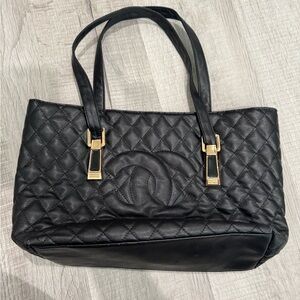 Black quilted tote bag- inspired